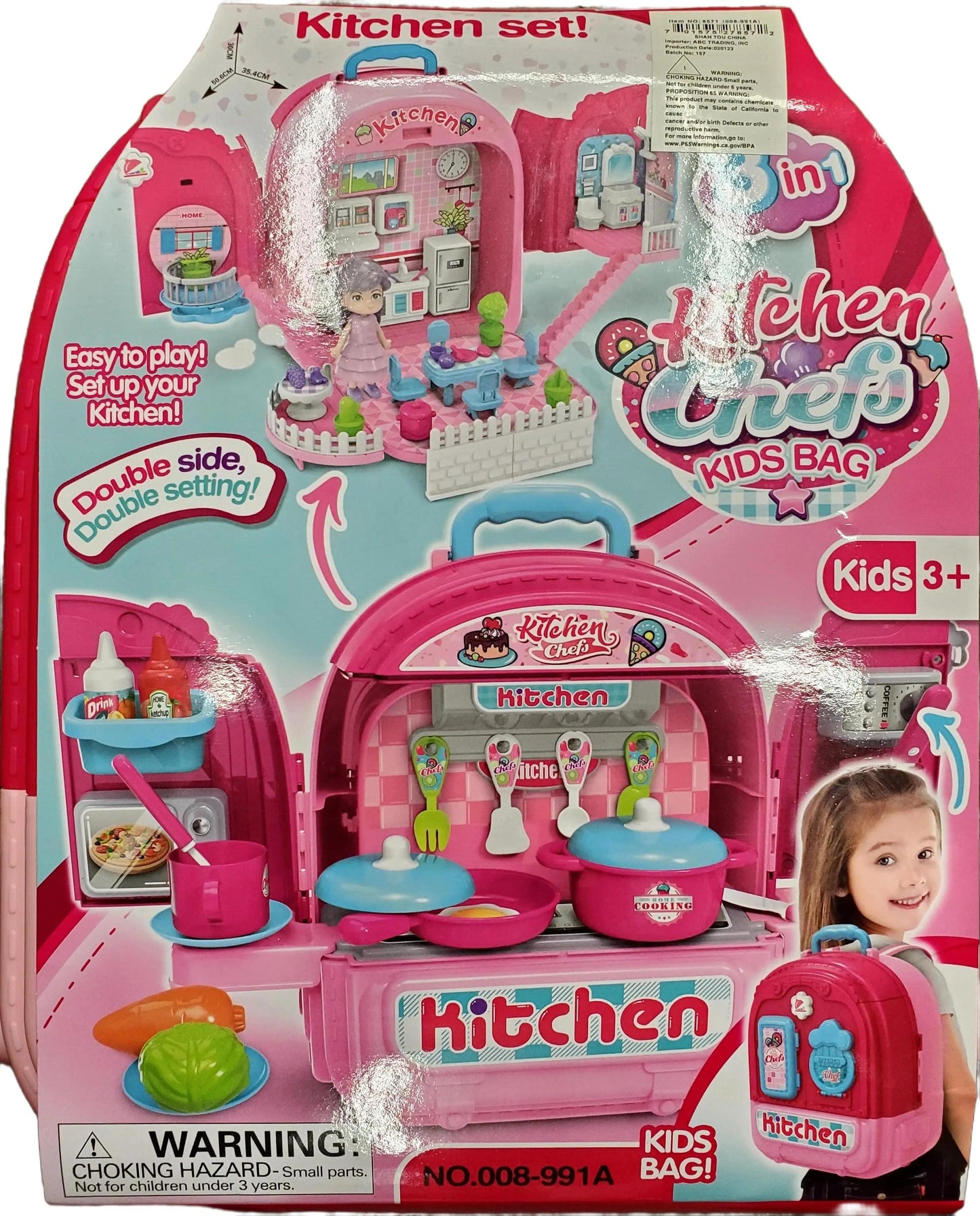 Kids 3 in 1 Kitchen Playset Backpack