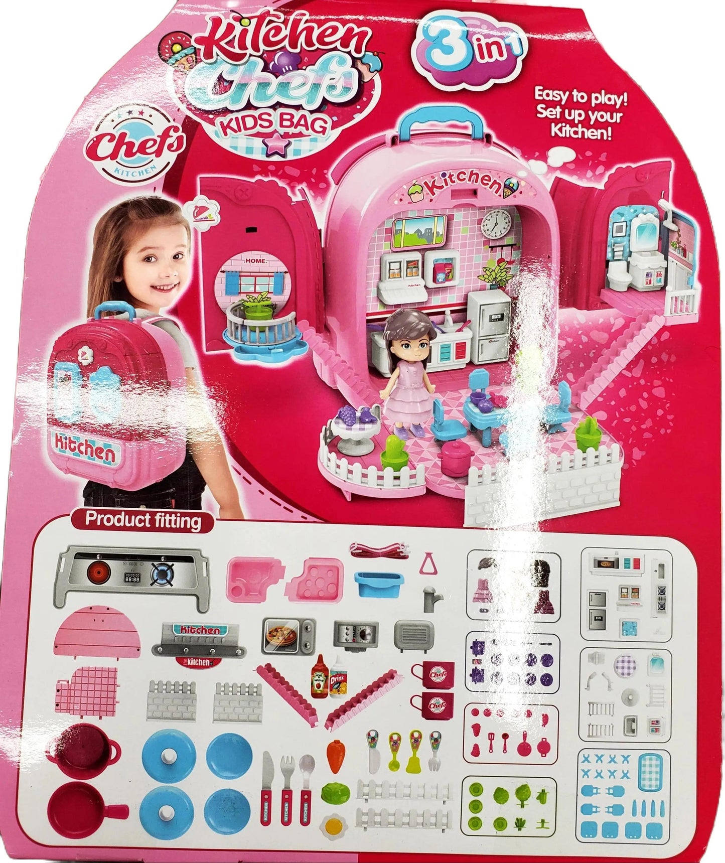 Kids 3 in 1 Kitchen Playset Backpack