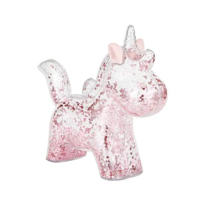 Clear Glitter Unicorn Piggy Bank